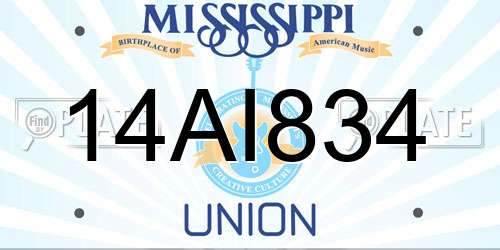14AI834 Mississippi License Plate