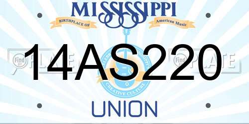 14AS220 Mississippi License Plate
