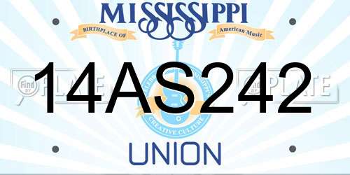 14AS242 Mississippi License Plate