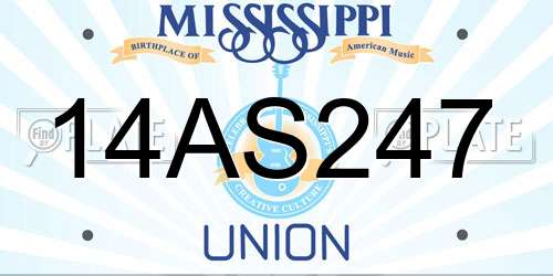 14AS247 Mississippi License Plate