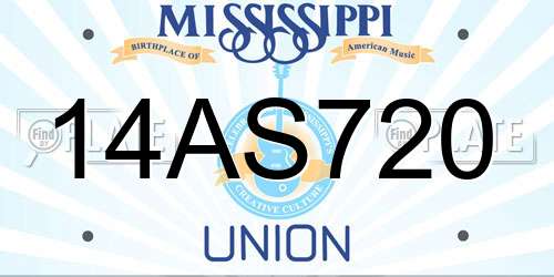 14AS720 Mississippi License Plate