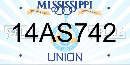 14AS742 Mississippi License Plate