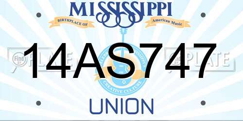14AS747 Mississippi License Plate