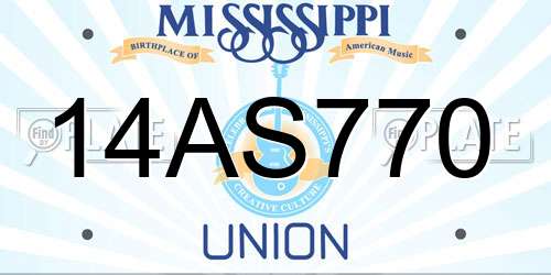14AS770 Mississippi License Plate