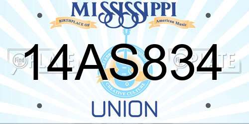 14AS834 Mississippi License Plate