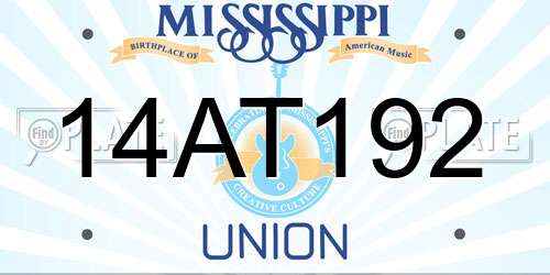 14AT192 Mississippi License Plate