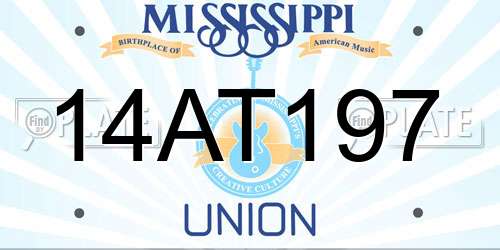 14AT197 Mississippi License Plate