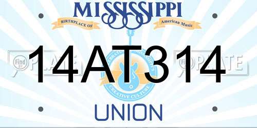 14AT314 Mississippi License Plate