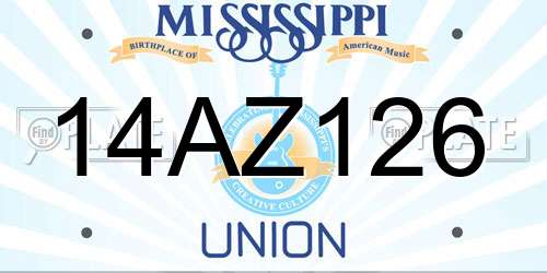 14AZ126 Mississippi License Plate