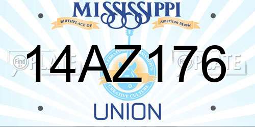 14AZ176 Mississippi License Plate