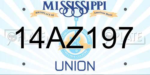 14AZ197 Mississippi License Plate