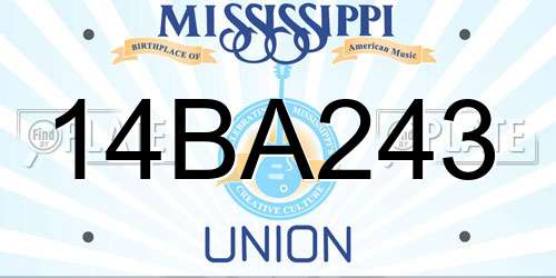 14BA243 Mississippi License Plate