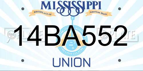 14BA552 Mississippi License Plate