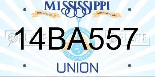 14BA557 Mississippi License Plate