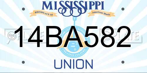 14BA582 Mississippi License Plate