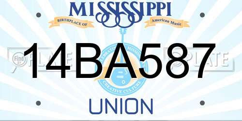 14BA587 Mississippi License Plate