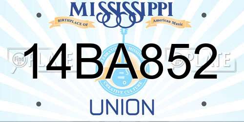 14BA852 Mississippi License Plate