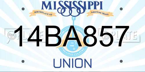 14BA857 Mississippi License Plate