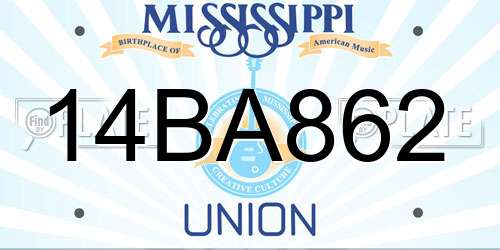 14BA862 Mississippi License Plate