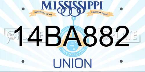 14BA882 Mississippi License Plate