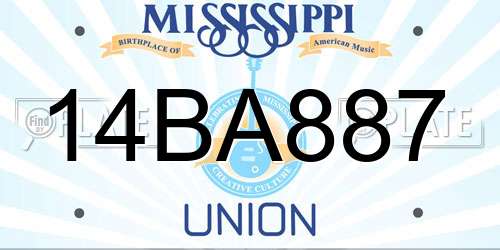 14BA887 Mississippi License Plate