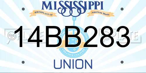 14BB283 Mississippi License Plate