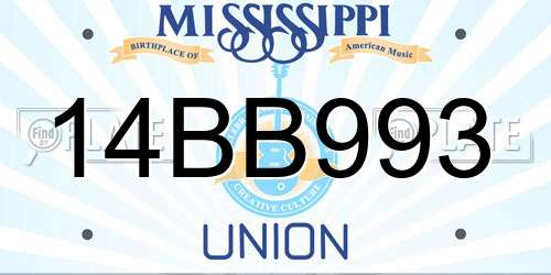 14BB993 Mississippi License Plate