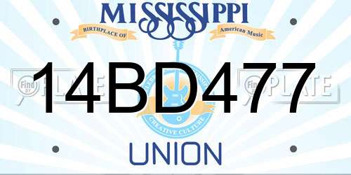 14BD477 Mississippi License Plate