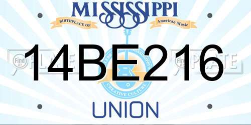 14BE216 Mississippi License Plate