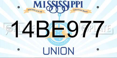 14BE977 Mississippi License Plate