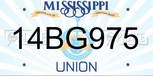 14BG975 Mississippi License Plate