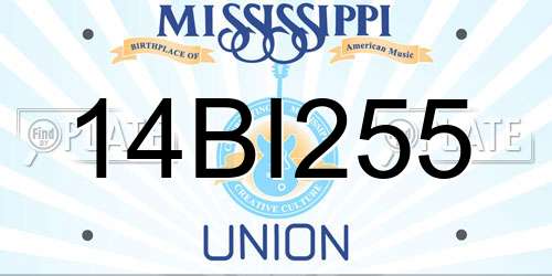 14BI255 Mississippi License Plate