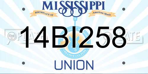 14BI258 Mississippi License Plate