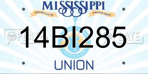 14BI285 Mississippi License Plate
