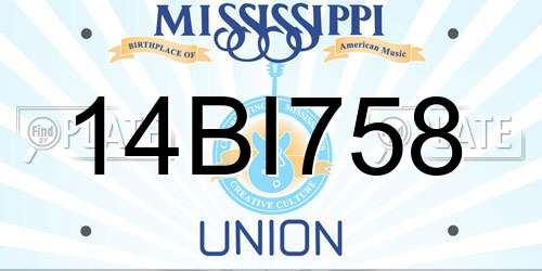 14BI758 Mississippi License Plate