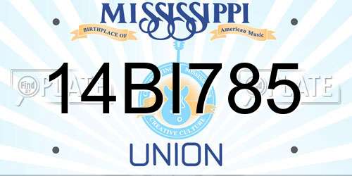 14BI785 Mississippi License Plate