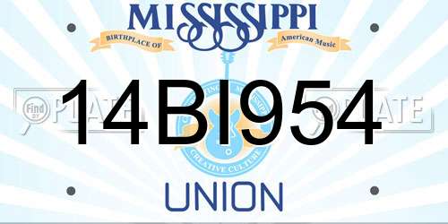 14BI954 Mississippi License Plate