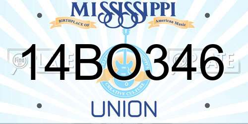 14BO346 Mississippi License Plate