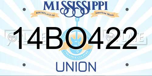14BO422 Mississippi License Plate