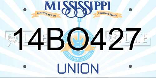14BO427 Mississippi License Plate