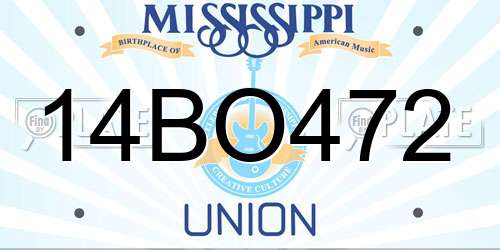 14BO472 Mississippi License Plate