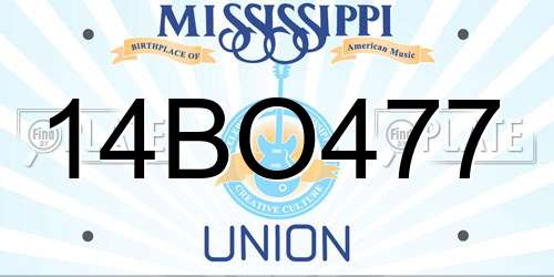 14BO477 Mississippi License Plate