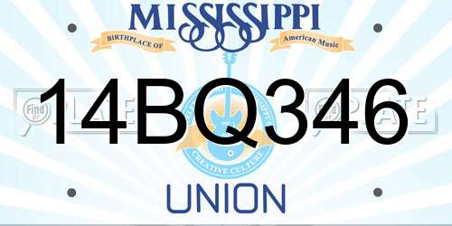 14BQ346 Mississippi License Plate