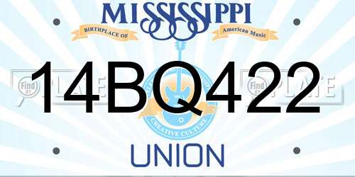 14BQ422 Mississippi License Plate
