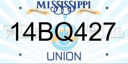 14BQ427 Mississippi License Plate