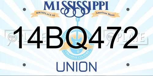 14BQ472 Mississippi License Plate