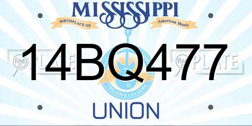 14BQ477 Mississippi License Plate