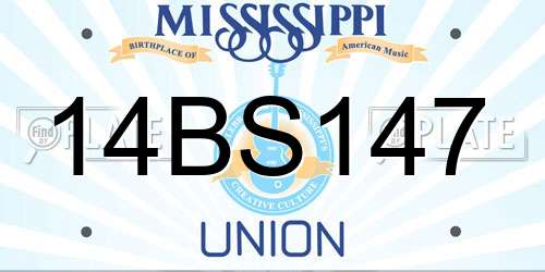 14BS147 Mississippi License Plate