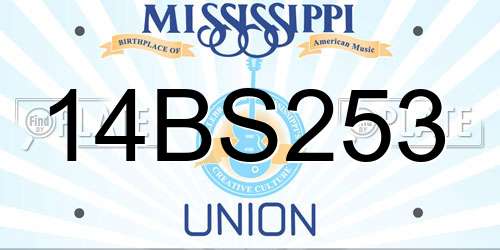 14BS253 Mississippi License Plate