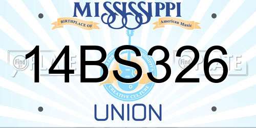 14BS326 Mississippi License Plate